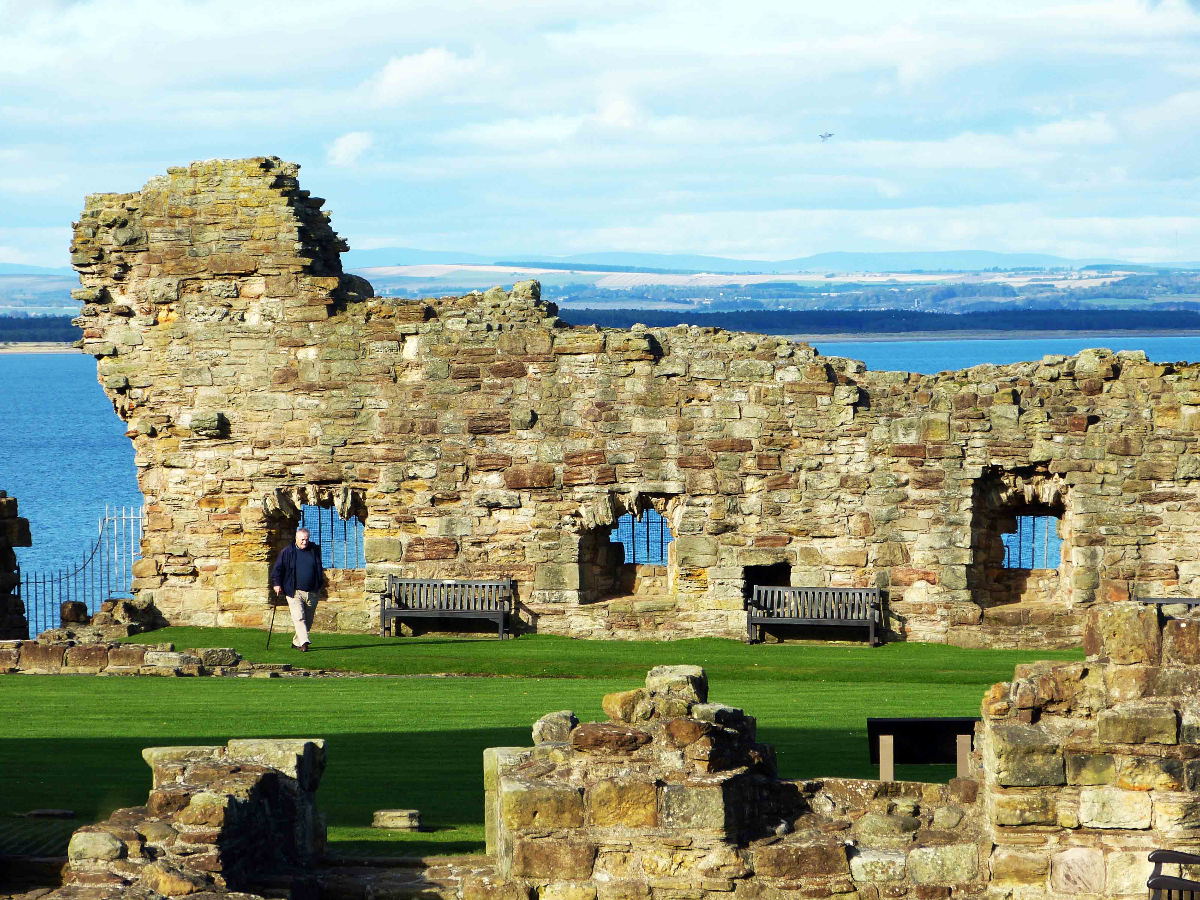 View of historic ruins in St Andrews, Scotland.