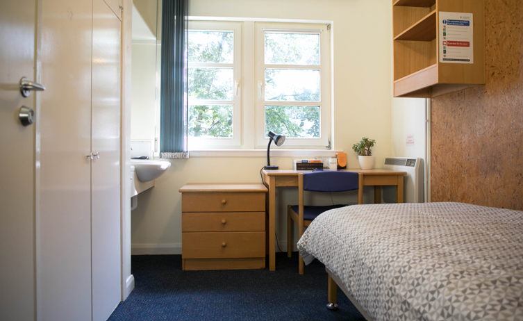 Bedroom in student flat in Stirling, Scotland.