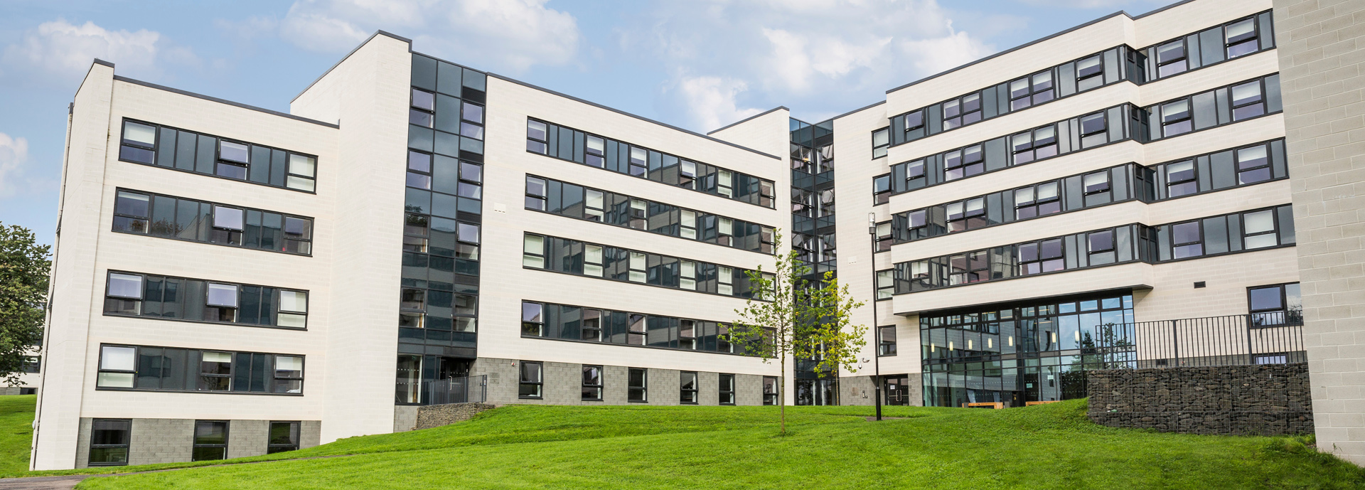 Student housing exterior in Stirling, Scotland.