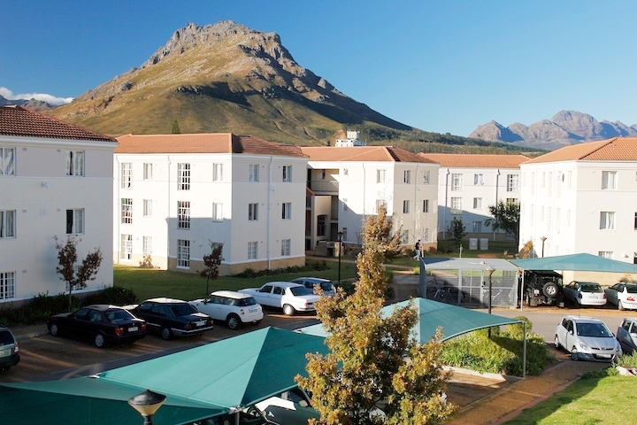 Exterior of student housing in Stellenbosch, South Africa.