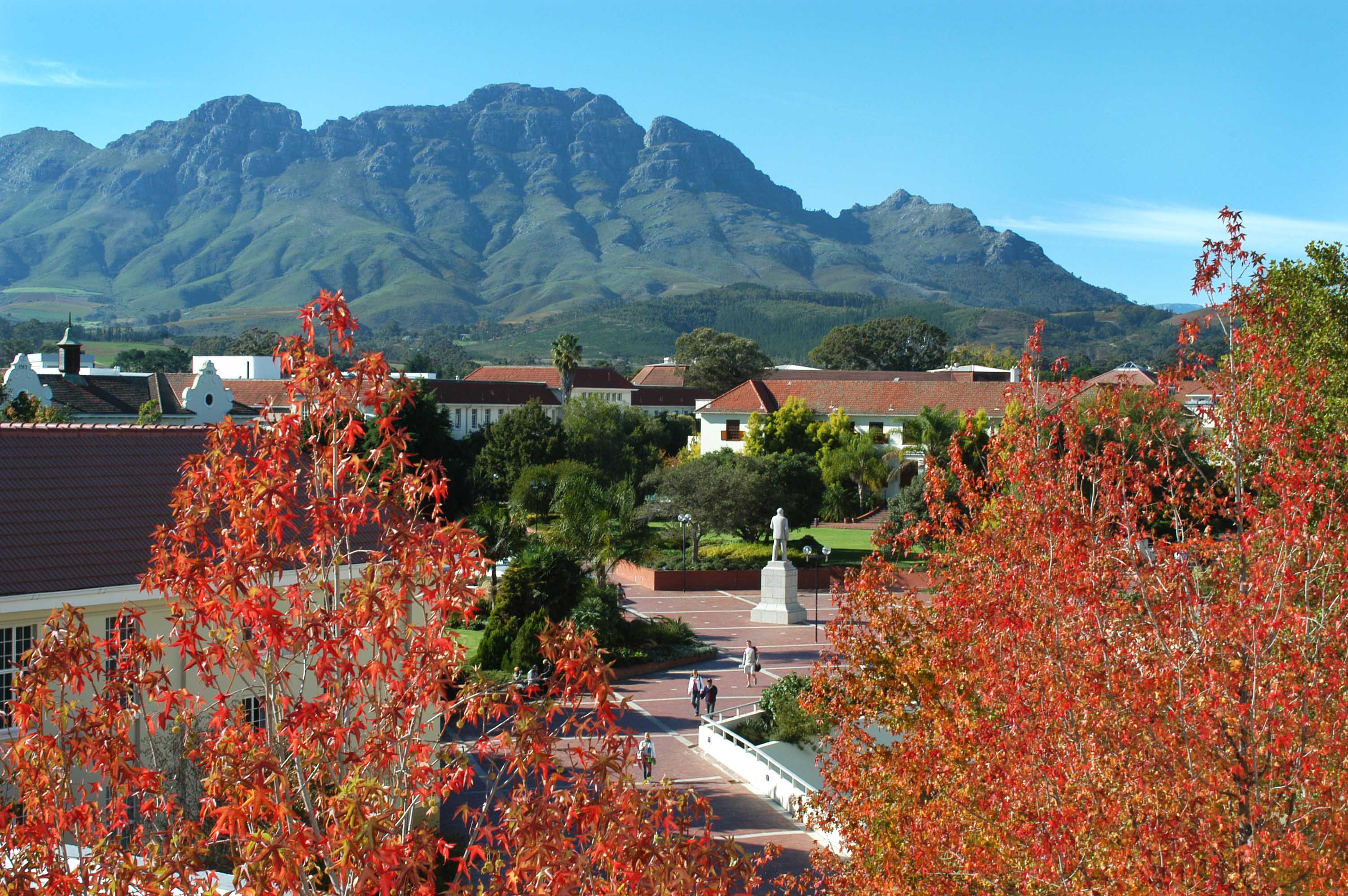 Stellenbosch University campus view in Stellenbosch, South Africa.