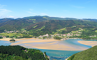 An areal view of the Urdaibai (Gernika) estuary in Basque Country, Spain.