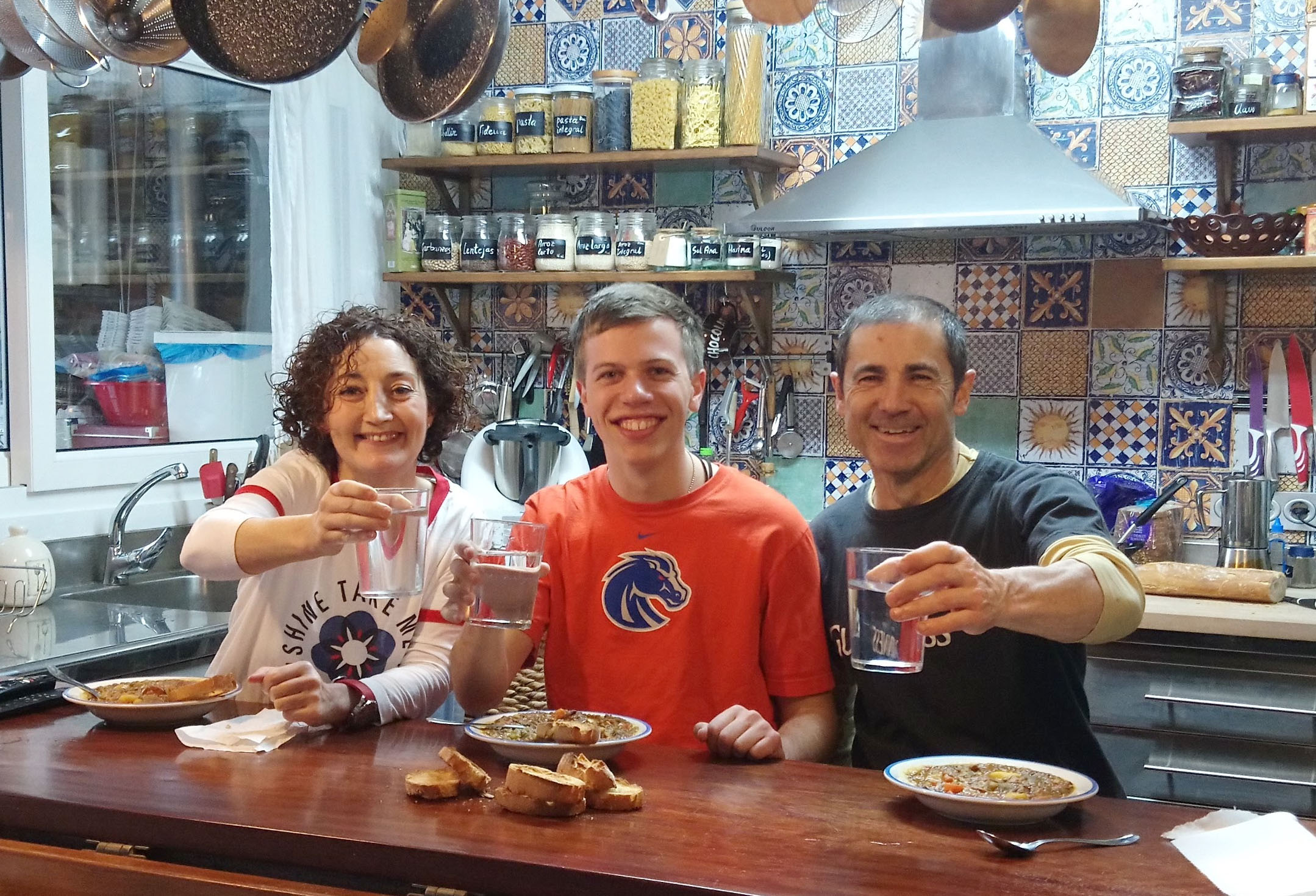 A student with host family in Bilbao, Spain.