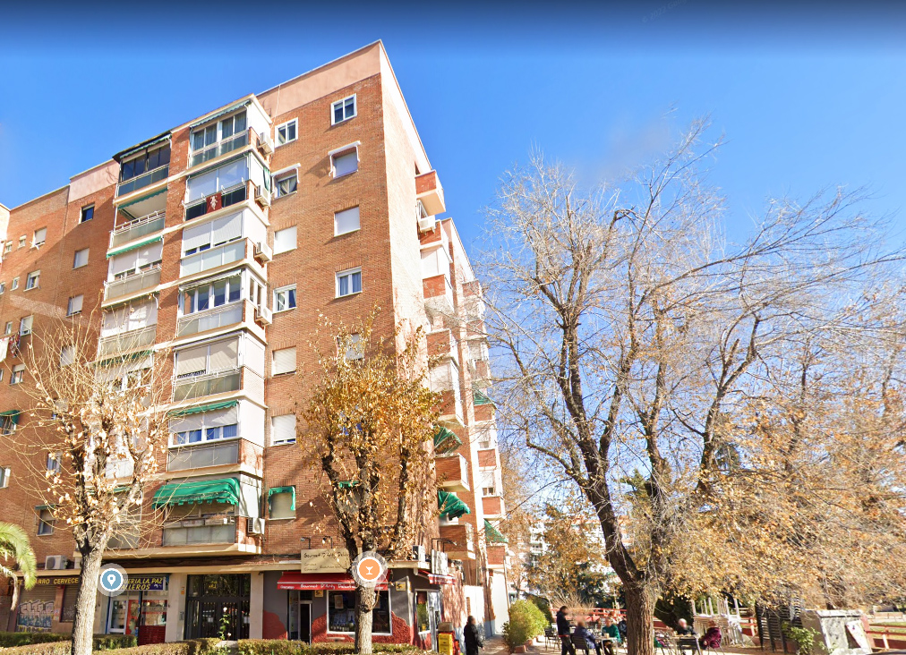 Exterior of student apartment building in Madrid, Spain.