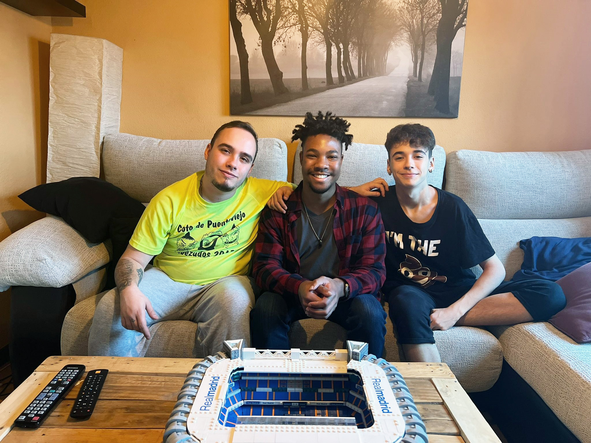 Student with his host brothers in Madrid, Spain.