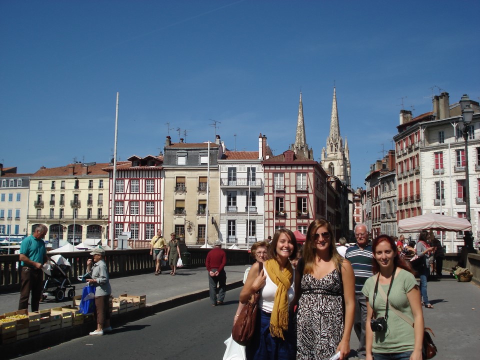 Students in historic city of Bayonne, Spain.