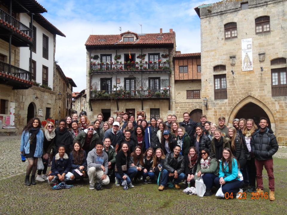 Students exploring the historic town of Santillana del Mar, Spain.