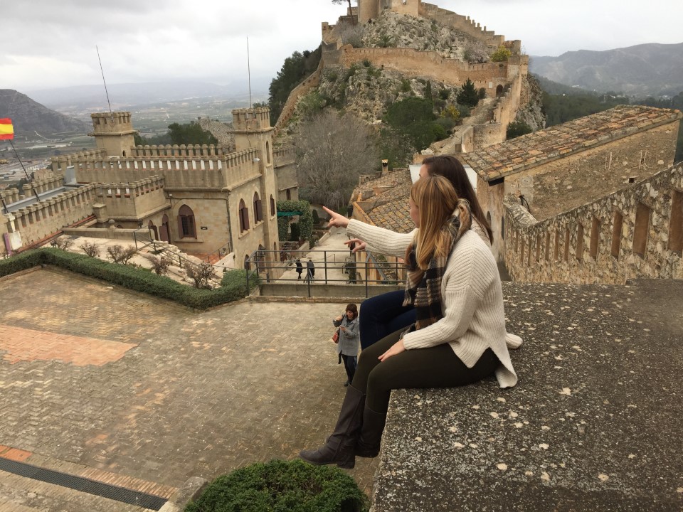 Students overlooking the historic city of Xàtiva, Spain.