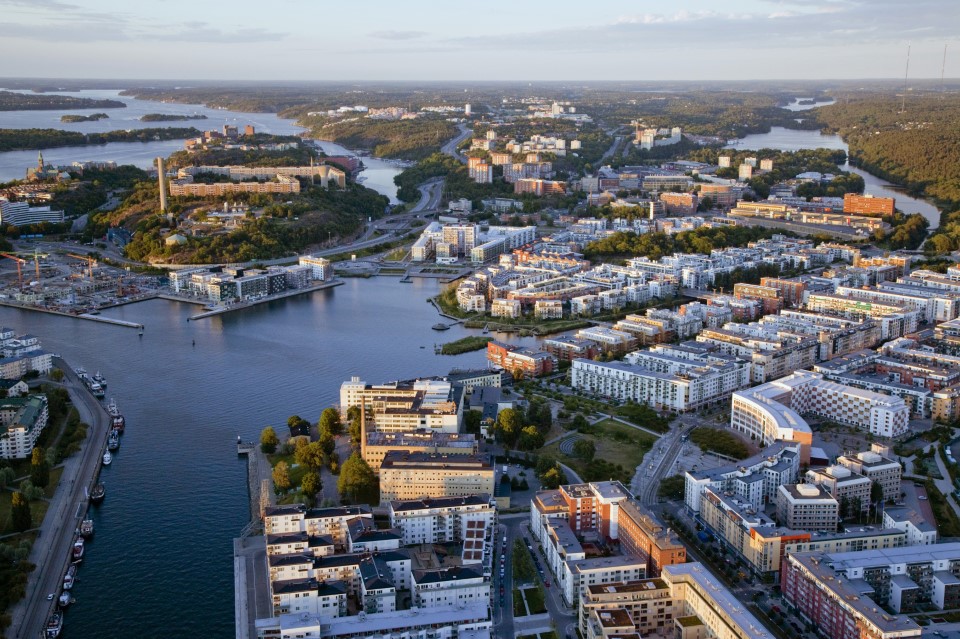 Aerial view of Växjö, Sweden.