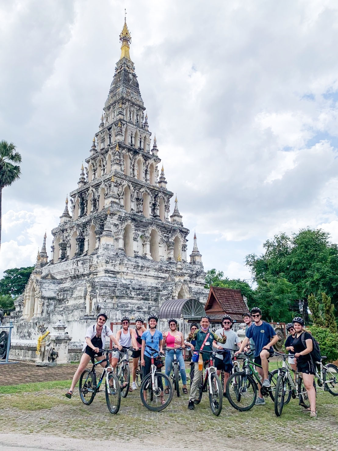 Students on a bike tour of Chiang Mai, Thailand.