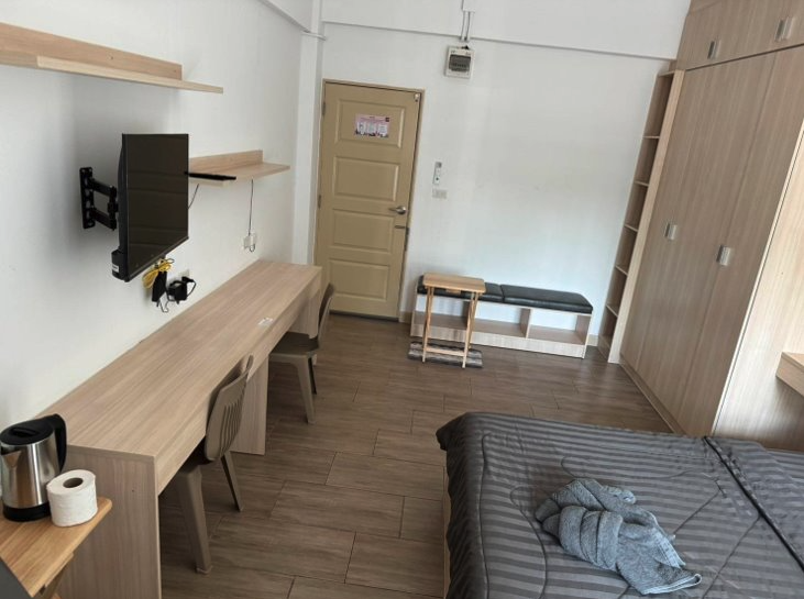 Bedroom in off-campus dormitory in Khon Kaen, Thailand.