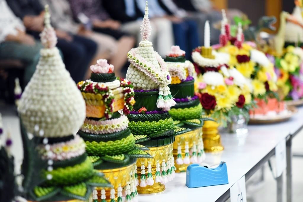 Traditional gifts for teachers during the Wai Kru Ceremony at Khon Kaen University in Khon Kaen, Thailand.