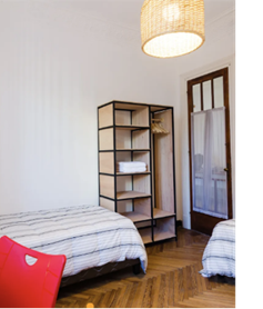 Bedroom in student housing in Montevideo, Uruguay.