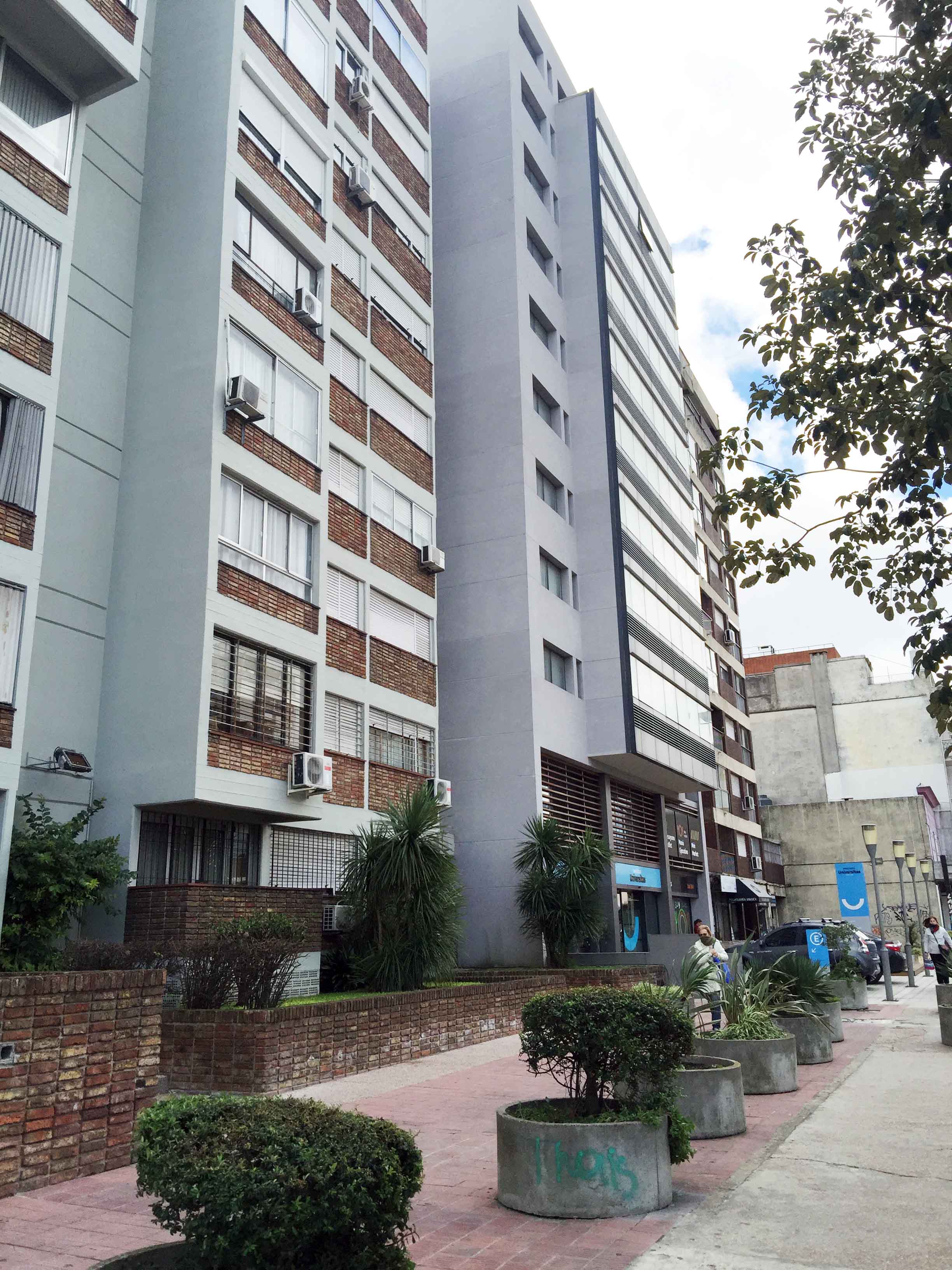 Student housing exterior in Montevideo, Uruguay.