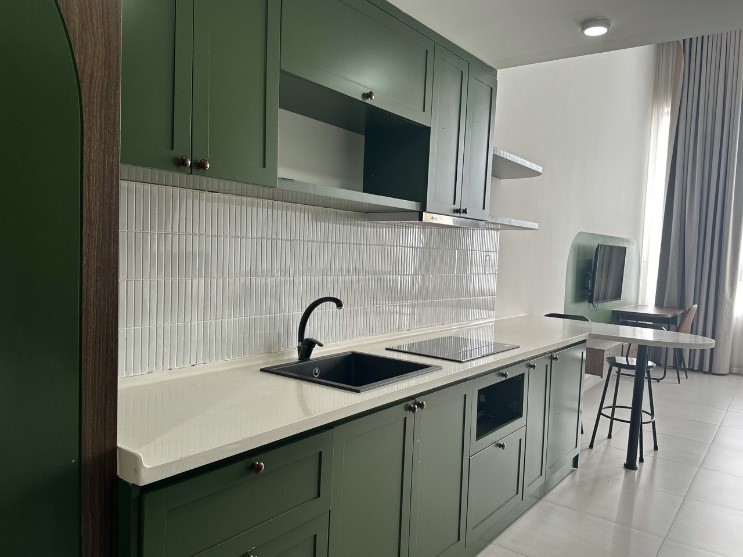 View of the kitchen in the student apartments in Da Nang, Vietnam.