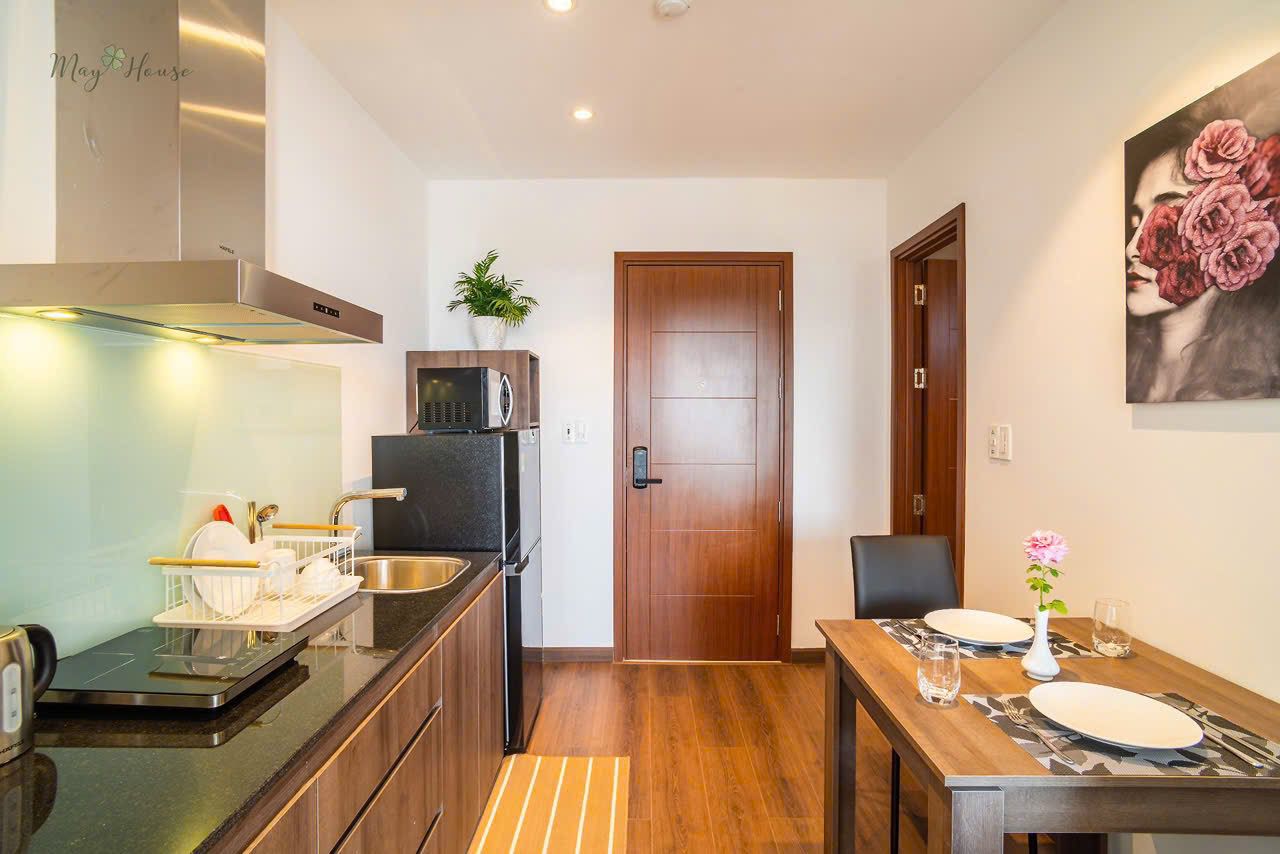 View of the kitchen in the student apartments in Da Nang, Vietnam.